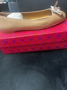 Tory Burch Laila Driver Damenschuhe eckige Zehenpartie Ballerinas Schleife beige Größe 10 - Bild 1 von 2