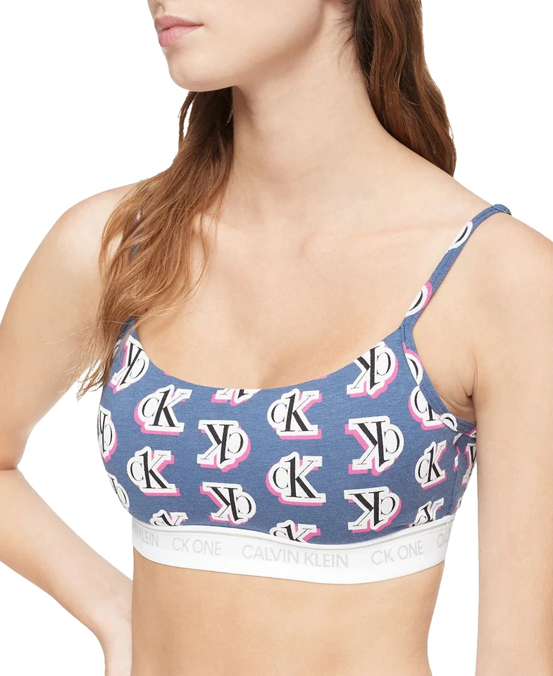 Calvin Klein Women's CK One Cotton Unlined Bralette - QF5727-Small. Blue