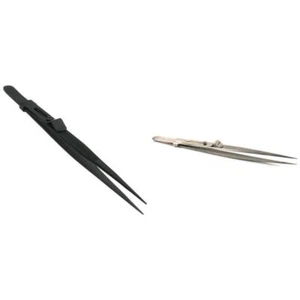 Black & Silver Tone Slide Locking Diamond Tweezers Jeweler Watch Tools Kit 2 Pcs - Picture 1 of 3
