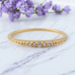 925 Sterling Silver 2 mm Round Shape Moissanite band half Eternity - Picture 1 of 7