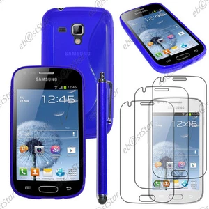 Housse Coque Silicone Bleu pour Samsung Galaxy Trend S7560 + Stylet + 3 Films - Photo 1 sur 1