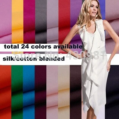 silk/cotton fabric white silk material for dress silk cotton lining - Image 1 of 4