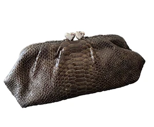 BRIGHTON braune Schlangenleder Clutch FIRST KISS Handtasche Geldbeutel optional Kette - Bild 1 von 10