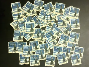Postage Stamps For Crafting: 1963 5c Christmas Tree; Blue; 50 Pieces - Picture 1 of 1