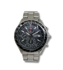 Seiko Flightmaster Pilot 7T92-0CF0 Chronograph schwarzes Zifferblatt Uhr NEUE BATTERIE BRANDNEU IN OVP - Bild 1 von 8