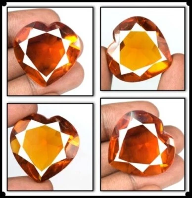 59.55 Ct/30 mm Lab-Created Yellow Citrine Gemstone Heart Shape Certified D8814 Foto 1 de 3