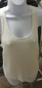 WOMENS 525 AMERICA IVORY RIBBED 2 WAY SCOOP NECK TANK XL NEW WITH TAGS!  - Picture 1 of 8