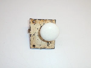 Antique White Porcelain Door Knob Cast Iron Lock Latch Salvage - Picture 1 of 9