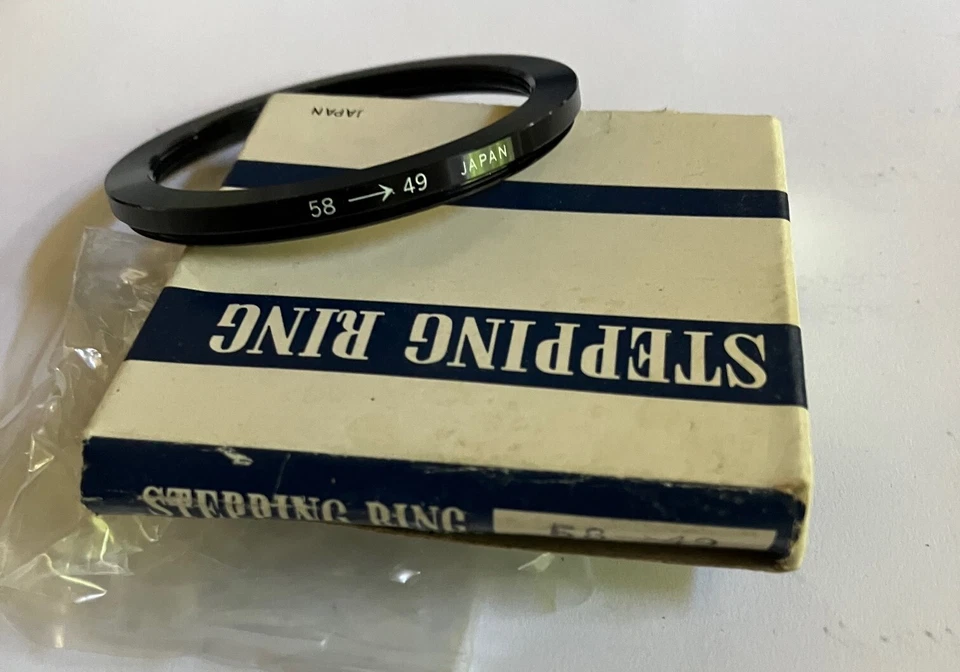 Vintage Ø 58mm to 49mm Step-Up Camera Lens Filter Adapter Ring, Made in Japan - Image 1 of 1