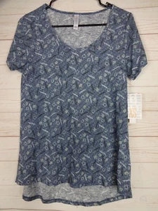 Lularoe Women's Classic T Gray & Blue Top Size XS NWT - Picture 1 of 3