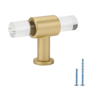 10 Pack Acrylic Drawer Knobs Gold Kitchen Cabinet Knobs 2 Inch Brass Dresser ... - Picture 1 of 7