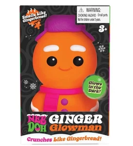 NeeDoh The Glowman Ginger Breadman Anxiety Stress Fidget Ball Glows In The Dark - Picture 1 of 2