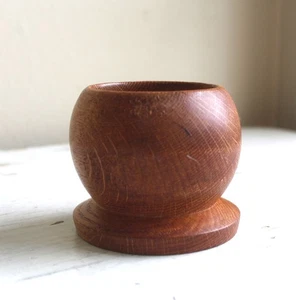 Naturecore Round Wooden Vase Maple Brown Turned Wood Art Deco Goblincore - Picture 1 of 8