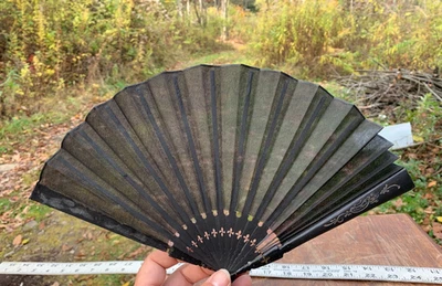 Antique French Hand Fan Carved Victorian/Edwardian 1860-1900 Damaged Wood - Image 1 of 4