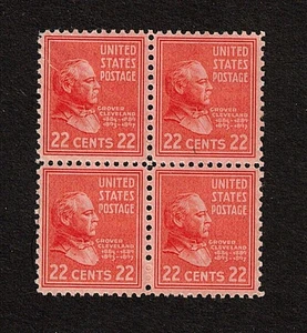 United States stamps 824 - 22c Cleveland block 4 - 1938 MNH BkBLUE - Picture 1 of 2
