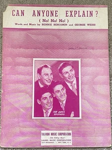 1950 CAN ANYONE EXPLAIN? (No, No, No) Sheet Music THE AMES BROTHERS by Benjamin - Picture 1 of 3