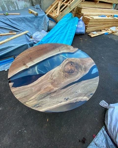 Serene Round resin table, wood epoxy top, dining furniture, modern style 30" - Picture 1 of 16