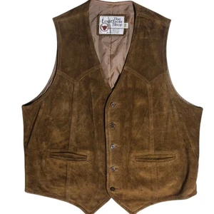 Chaleco de cuero Sears para hombre marrón gamuza talla 42 regular vintage Western Rockabilly - Imagen 1 de 24