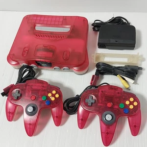 Nintedon64 N64 Clear Red Console NUS-001 Region free w/ 2 controllers Japan - Picture 1 of 12