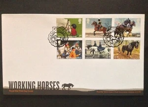 GB QEII 2014 Set Cavalli Funzionanti su Copertina Primo Giorno Non Indirizzata, Cavallo S/H/S - Foto 1 di 1