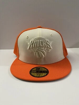 New Era 59fifty New York Knicks Naranja Blanco 2 Tonos Sombrero Ajustado 7 1/4 Nuevo Foto 1 de 4