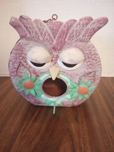  Ornate Metal Birdhouse Feeder Owl Design Handmade  - Picture 1 of 6