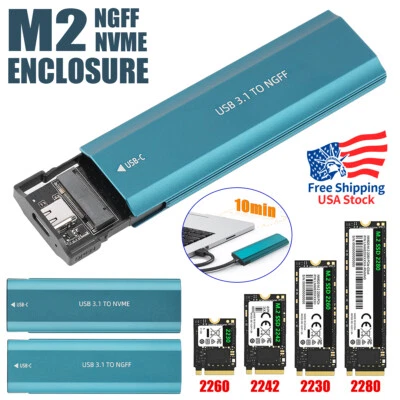 NOVO M.2 NVMe Gabinete SSD USB C 10Gbps M.2 Capa SSD Compatível com 2230/2242/2260/2280 - Imagem 1 de 4