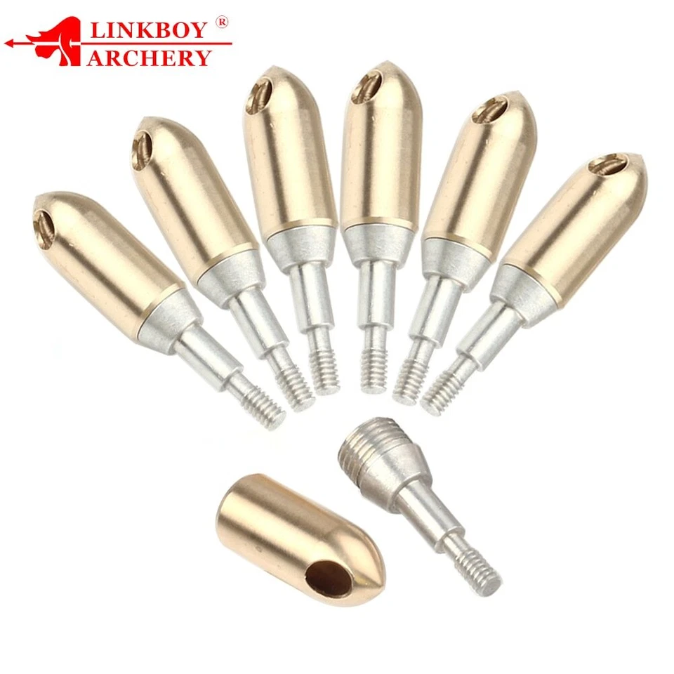 6Pcs DIY Gold Arrowheads Field Point Whistle Broadhead 132Grain Copper Arrowhead - Image 1 of 4