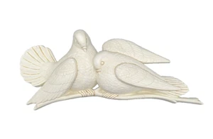 1977 Burwood Products White Lovebirds Wall Plaque Gold Accents - Picture 1 of 11