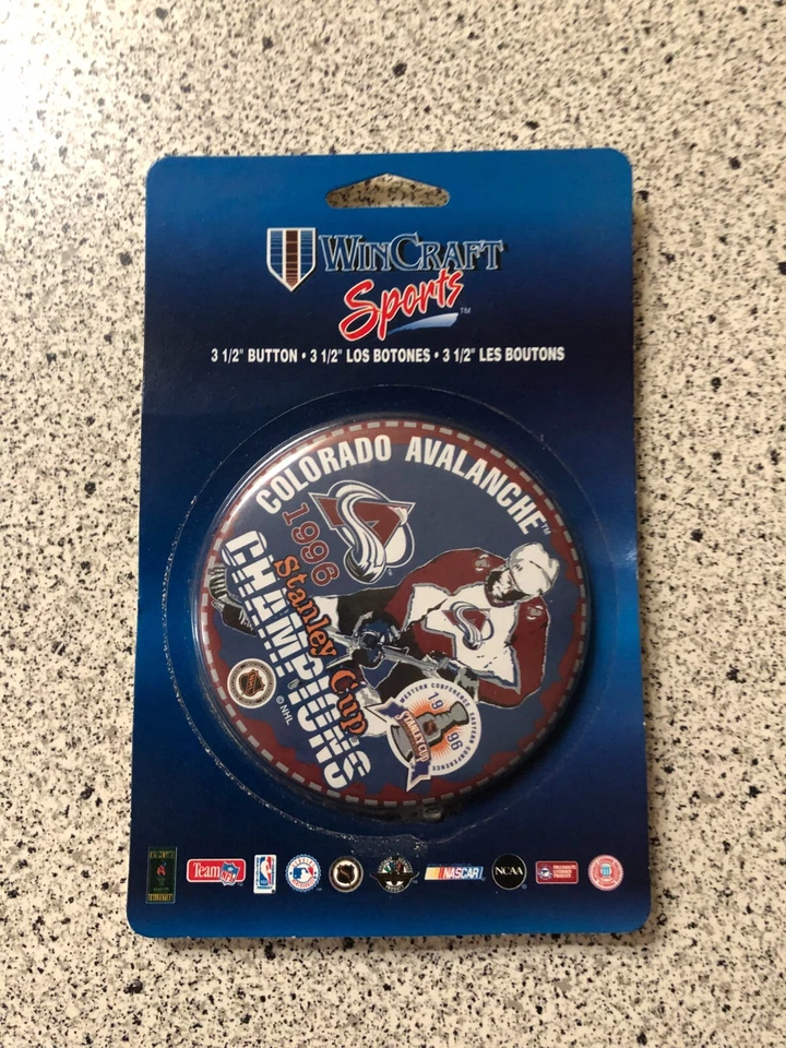 1996 Colorado Avalanche NHL Stanley Cup Champs 3.5 Inch Wincraft Button - Image 1 of 1