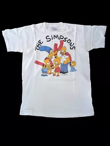 Vintage 1990s Screen Stars The Simpsons White Double-Sided Print T Shirt, Medium - Picture 1 of 9