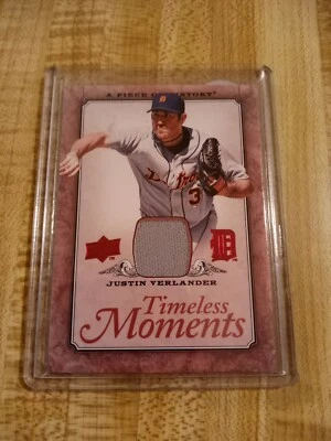 2008 JUSTIN VERLANDER UPPER DECK TM-20 TIMELESS HISTORY RED RELIC JERSEY CARD - Image 1 of 2