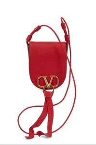 VALENTINO GARAVANI VRing Saddle Bag Rouge Designer Beautiful - Picture 1 of 3