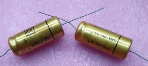 1 pieza. Condensador axial electrolítico de audio de alta gama ROE (Roederstein) 2200uf/25V - Imagen 1 de 1