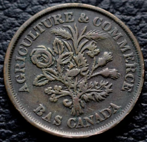 1838 LOWER CANADA - PEOPLE'S BANK MONTREAL COPPER UN SOU TOKEN - Br #715 - Picture 1 of 3