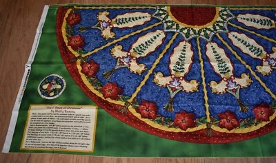 12 DAYS of CHRISTMAS Fabric Panel 28" x 58" mantle cloth SHELLY RASCHE red blue - Image 1 of 4