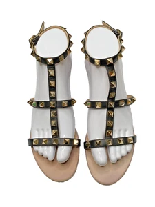Sandalias planas de cuero Rockstud Gladiator para mujer Valentino Garavani EU 36 US 6 - Imagen 1 de 12