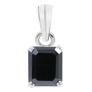 6.35Ct Octagon Shape Natural Jet Black Diamond Pendant In 925 Sterling Silver - Picture 1 of 4