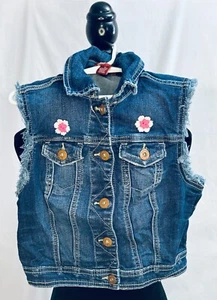 BNWOT GIRLS ARIZONA JEAN CO DENIM BLUE METAL MULISHA JEAN VEST SIZE XS - Picture 1 of 4