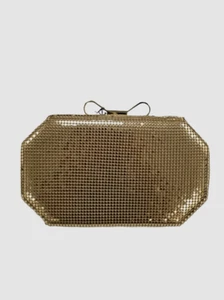 $325 Whiting & Davis Women Gold Tone Mini Embellished Box Clutch Purse Hand Bag - Picture 1 of 5