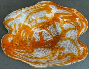 Vintage Orange White Murano Glass Bowl Dish Decorative Mid Century MCM Modern - Picture 1 of 12