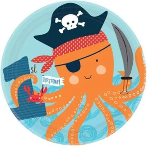 Ahoy Birthday Boat Sailboat Kids 1st Birthday Party 7" Paper Dessert Plates - Picture 1 of 1