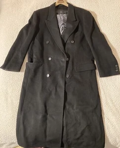 Beautiful Vintage Nordstrom Cashmere & Lamb’s Wool Trench Coat Overcoat Black - Picture 1 of 18