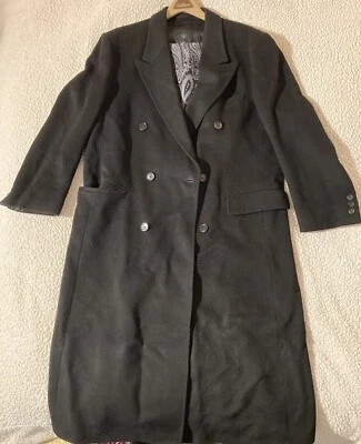 Beautiful Vintage Nordstrom Cashmere & Lamb’s Wool Trench Coat Overcoat Black - Image 1 of 4