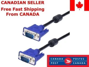 VGA to VGA Cable Male To Male SVGA Monitor Cord Blue Plug PC Computer 5 FT - Picture 1 of 4