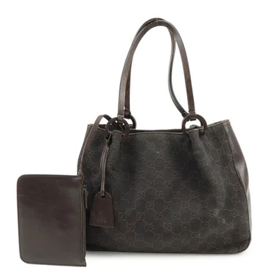 GUCCI GG Monogram Canvas Leather Shoulder Hand Bag Brown 101919 Auth Used F/S - Image 1 of 4