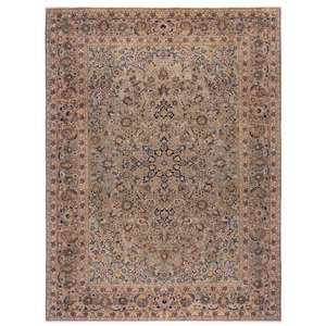 Alfombra persa anudada a mano Kashan 398x298 cm lana Oriente verde Carpet Rug Fine - Imagen 1 de 11