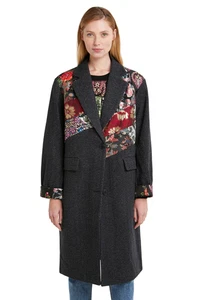 DESIGUAL Tomichi Smart Coat with Oriental Brocade Patches Size UK 12 RRP £299 - Picture 1 of 4
