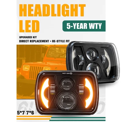 For GMC C1500 C2500 C3500 79-86 Chrome 7x6" LED Headlight Hi-Lo BEAM A+++ - Изображение 1 из 4