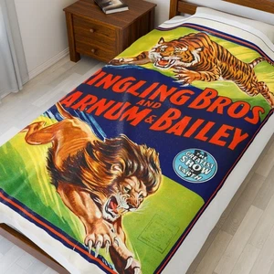 Ringling Bros, Barnum Bailey Circus Poster Blanket Plush Luxurious 1930s Art - Picture 1 of 13